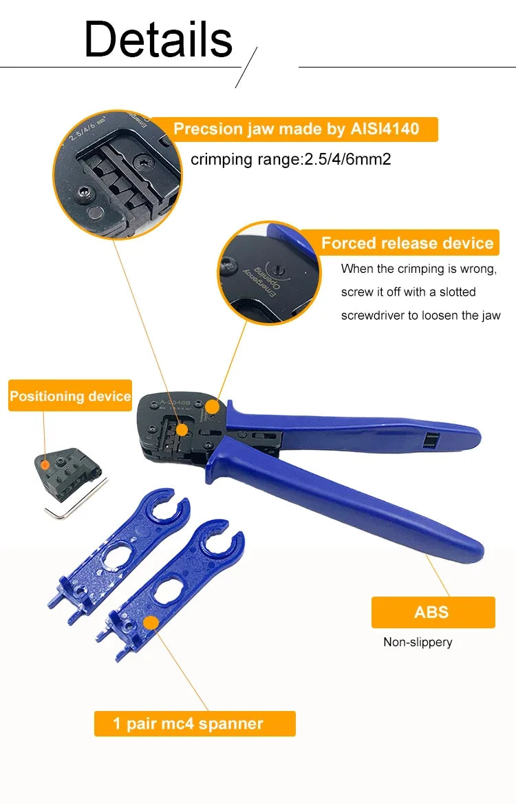 MC4 Connector Ratchet Crimper with 1 Pair Wrench Spanners