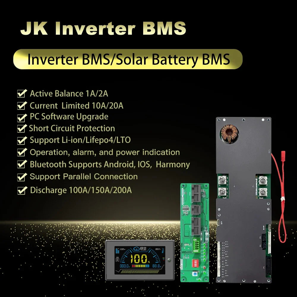 JKBMS NEW PB2A16S20PN V19 Smart Inverter BMS 8S-16S 24V 48V 200A