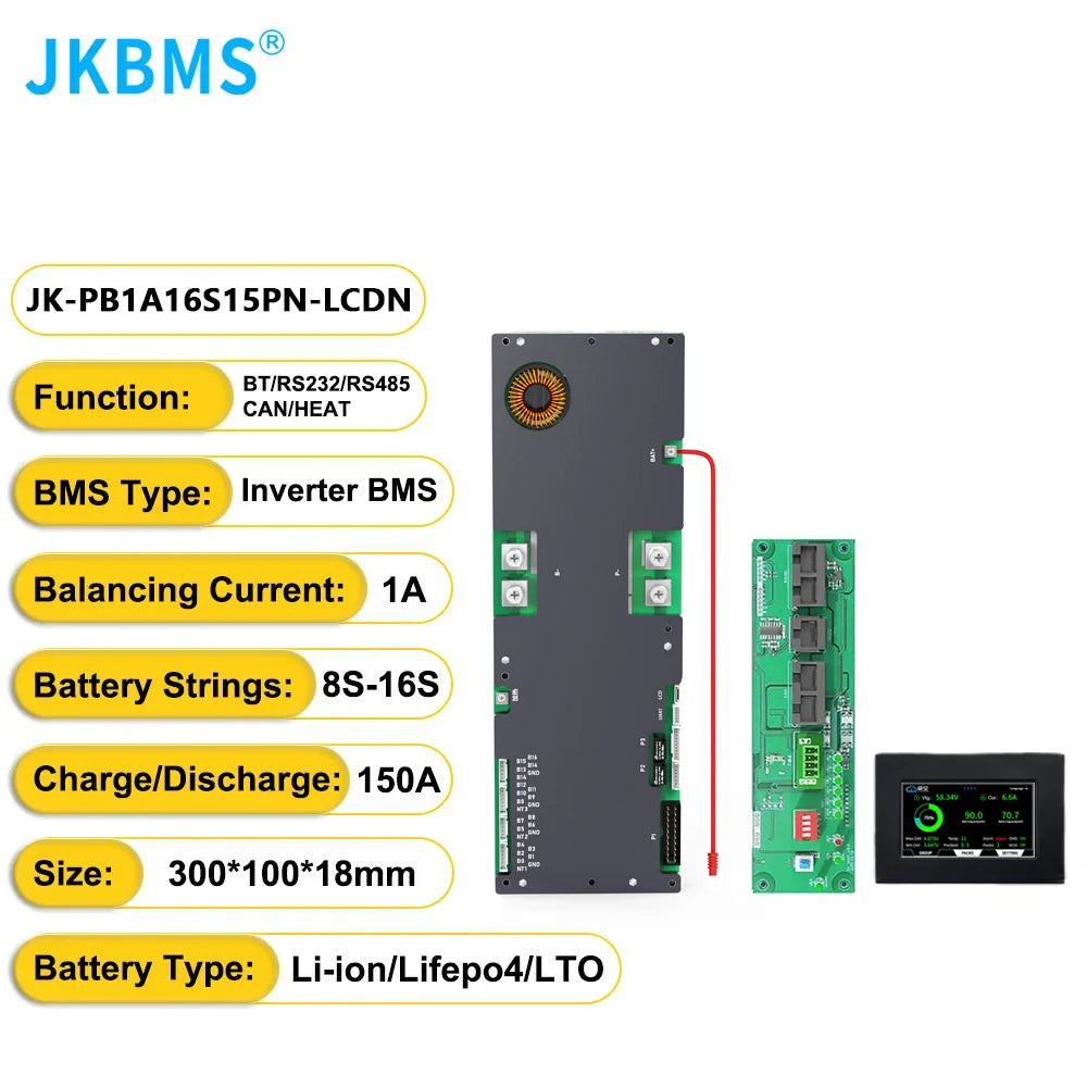 JKBMS NEW PB2A16S20PN V19 Smart Inverter BMS 8S-16S 24V 48V 200A