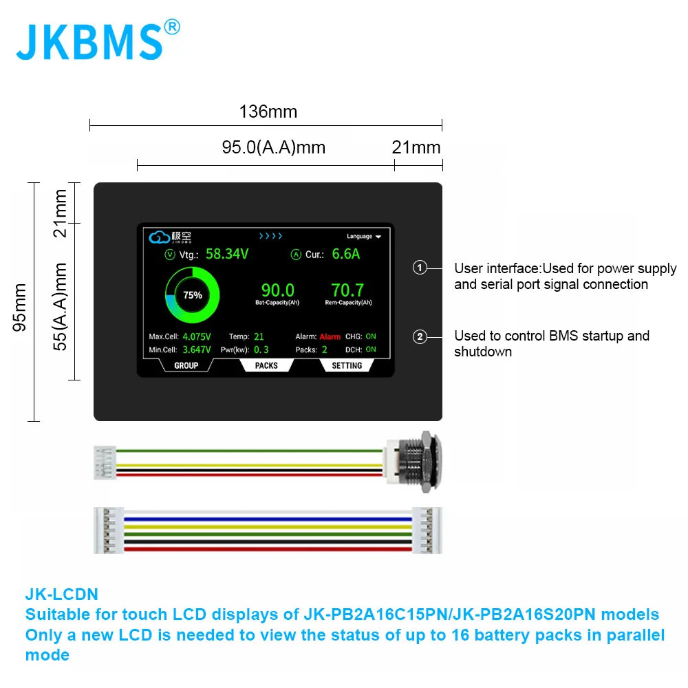 JKBMS NEW PB2A16S20PN V19 Smart Inverter BMS 8S-16S 24V 48V 200A