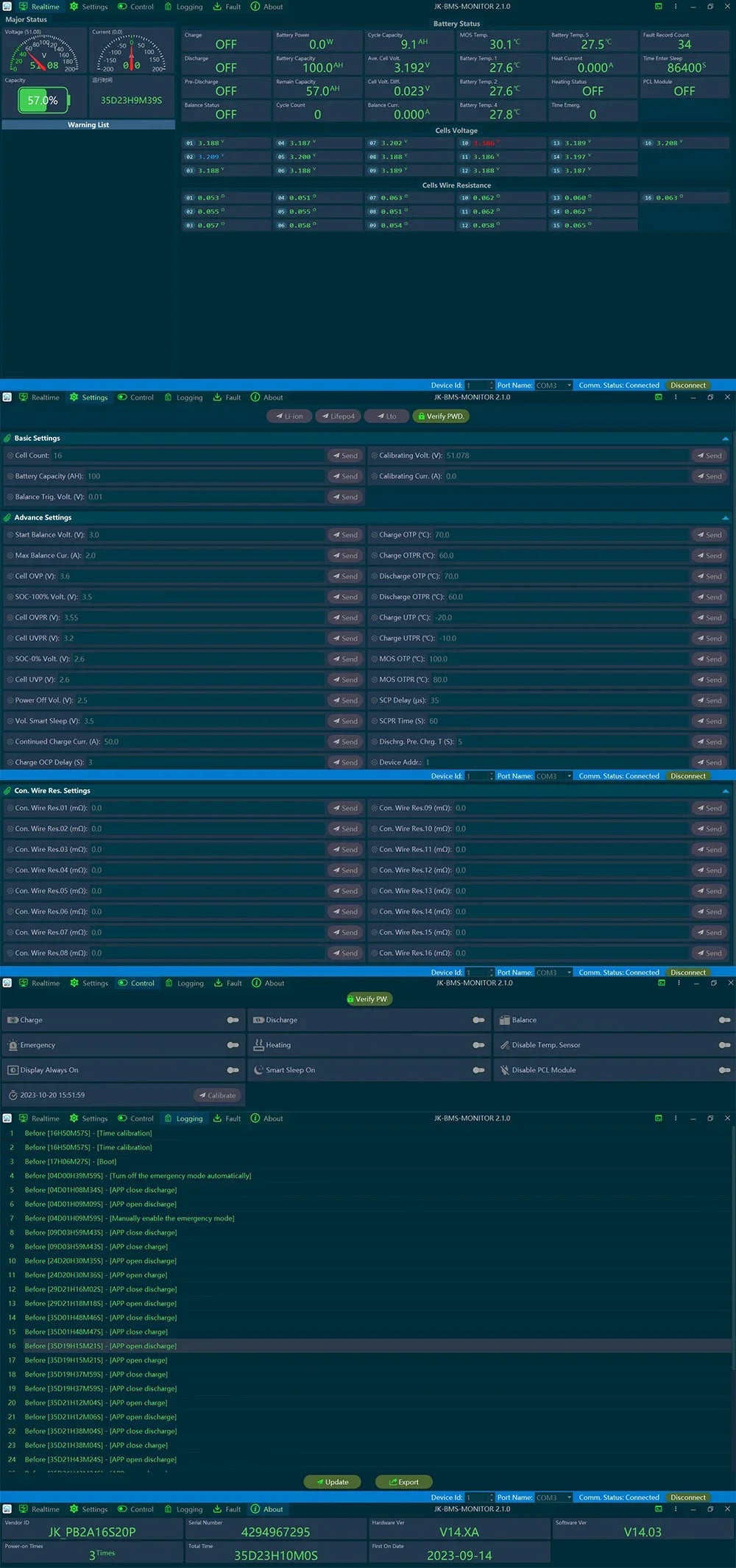 JKBMS NEW PB2A16S20PN V19 Smart Inverter BMS 8S-16S 24V 48V 200A