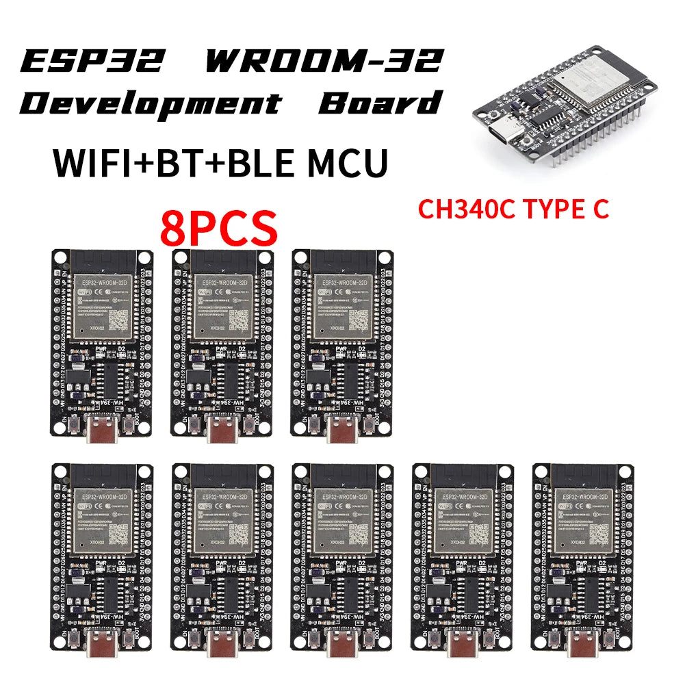 1-10PCS ESP32 WROOM-32 Development Board TYPE-C CH340C/ CP2102 WiFi+Bluetooth Ultra-Low Ultra-Low Power Consumption Module