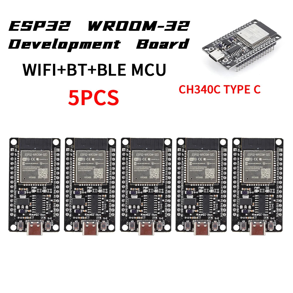 1-10PCS ESP32 WROOM-32 Development Board TYPE-C CH340C/ CP2102 WiFi+Bluetooth Ultra-Low Ultra-Low Power Consumption Module