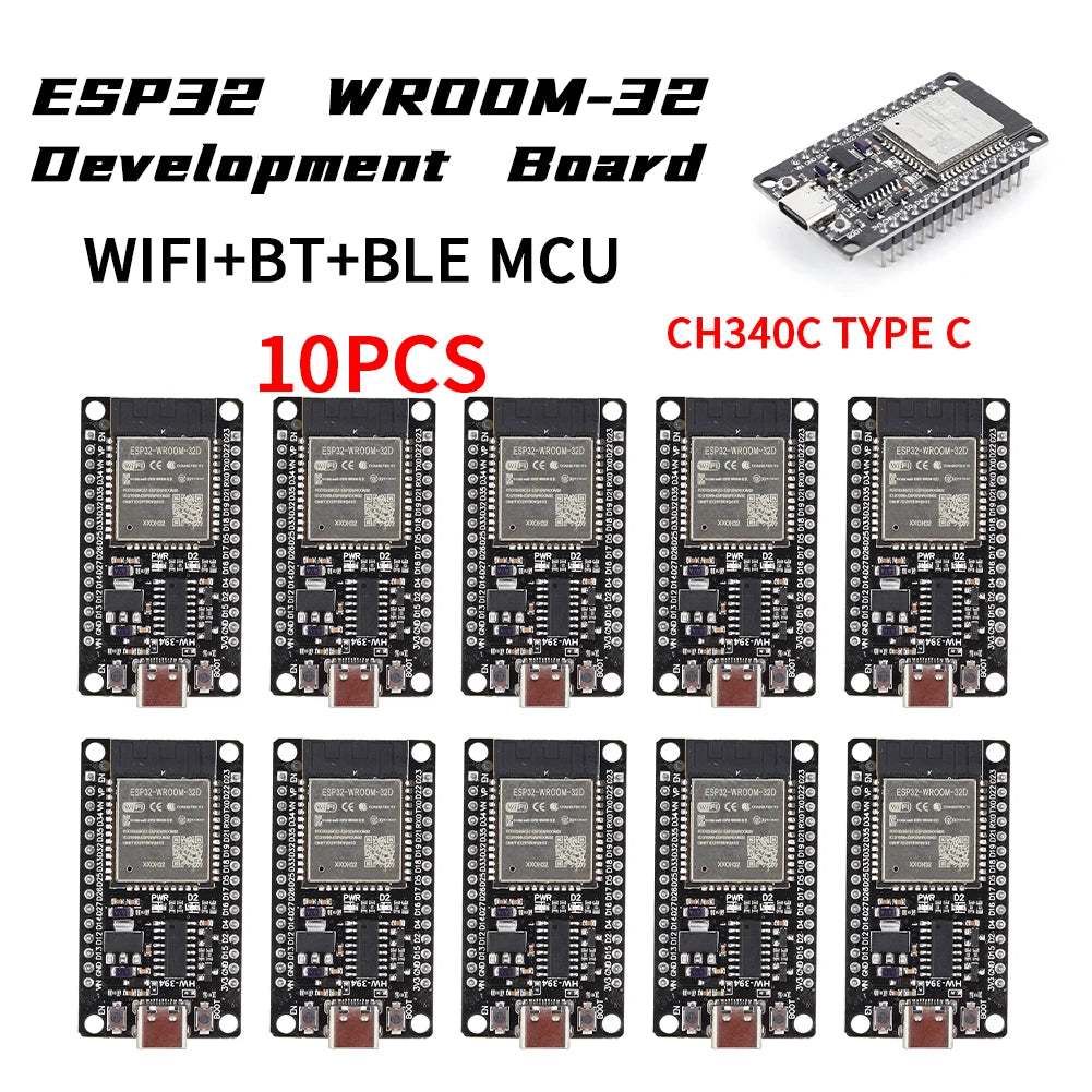 1-10PCS ESP32 WROOM-32 Development Board TYPE-C CH340C/ CP2102 WiFi+Bluetooth Ultra-Low Ultra-Low Power Consumption Module